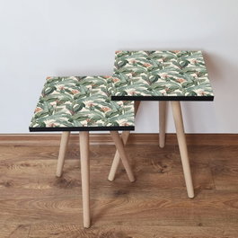 Hanah Home Juego de Mesas Nido de 2 Piezas - Verde, Beige y Naranja